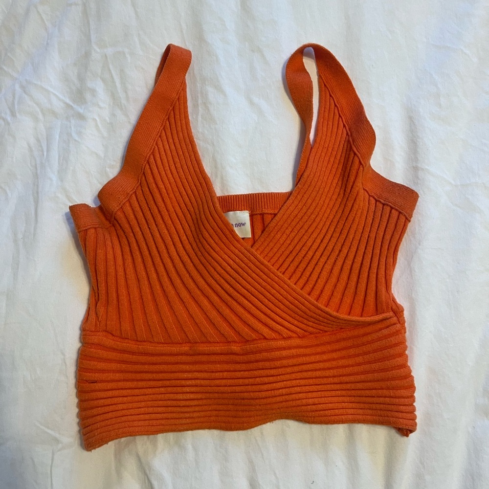 Free people Orange Ribbed Tank Top